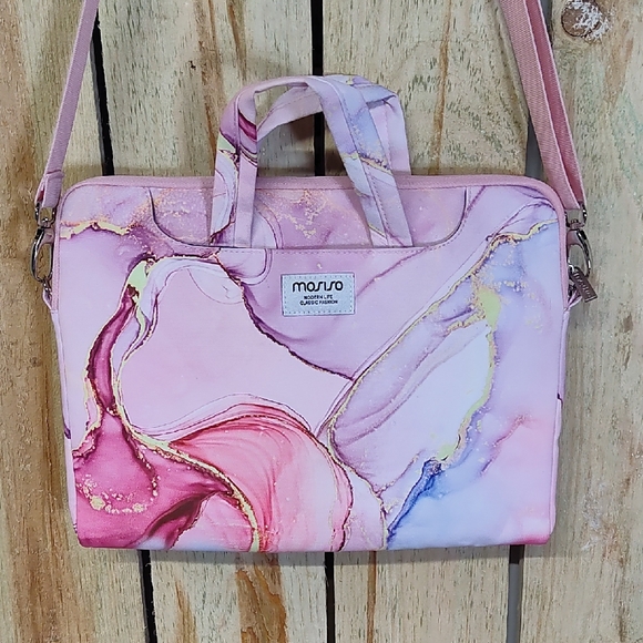 Mosiso Handbags - Mosiso Lap Top Shoulder Bag Pink Marble